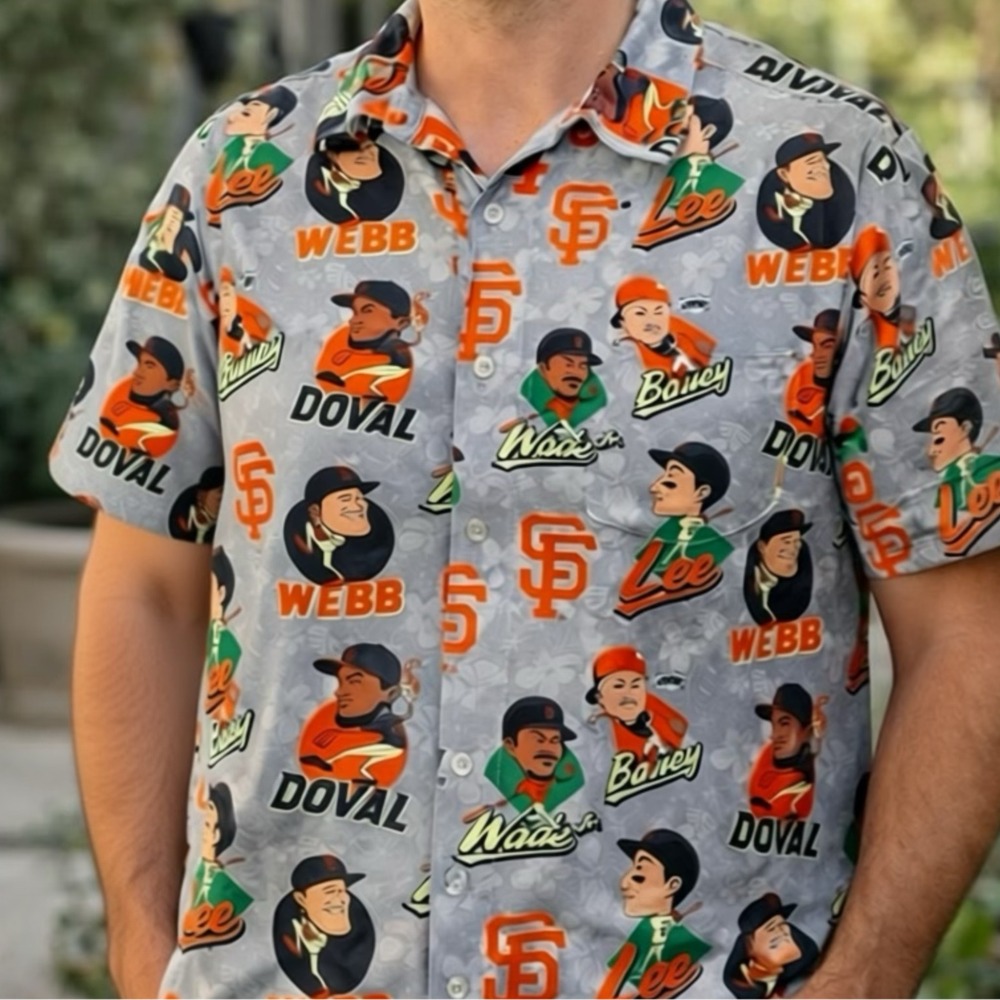 San‎ Francisco Giants MLB Players Hawaiian Button Down Shirt XL Polyester